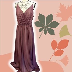 Purple chiffon gown wedding prom long dress size 14